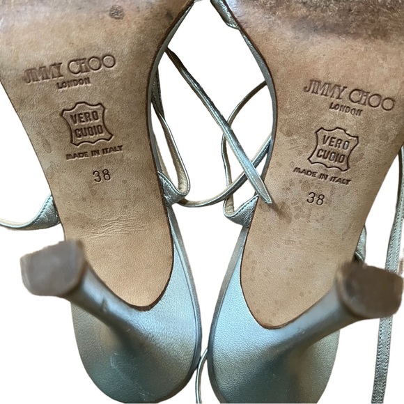 Jimmy Choo’s Strappy Stiletto. Vintage Early 2000’s. Silver size 7. 🤍❤️‍🔥 - Picture 6 of 14